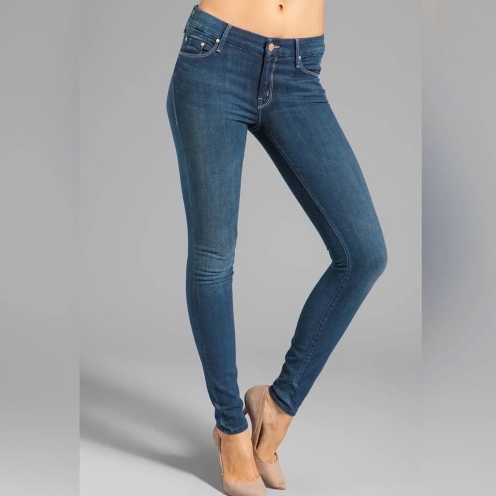 Mother The Looker in Sea of Secrets Skinny Stretchy Denim Blue Jeans - size 27